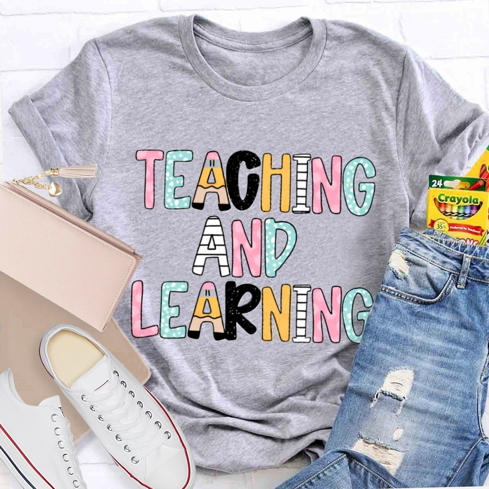 Teacher And Learning Colorful Tie-Dye Print T-shirt