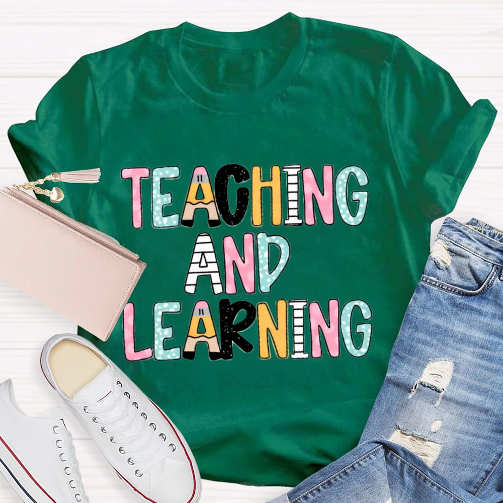 Teacher And Learning Colorful Tie-Dye Print T-shirt