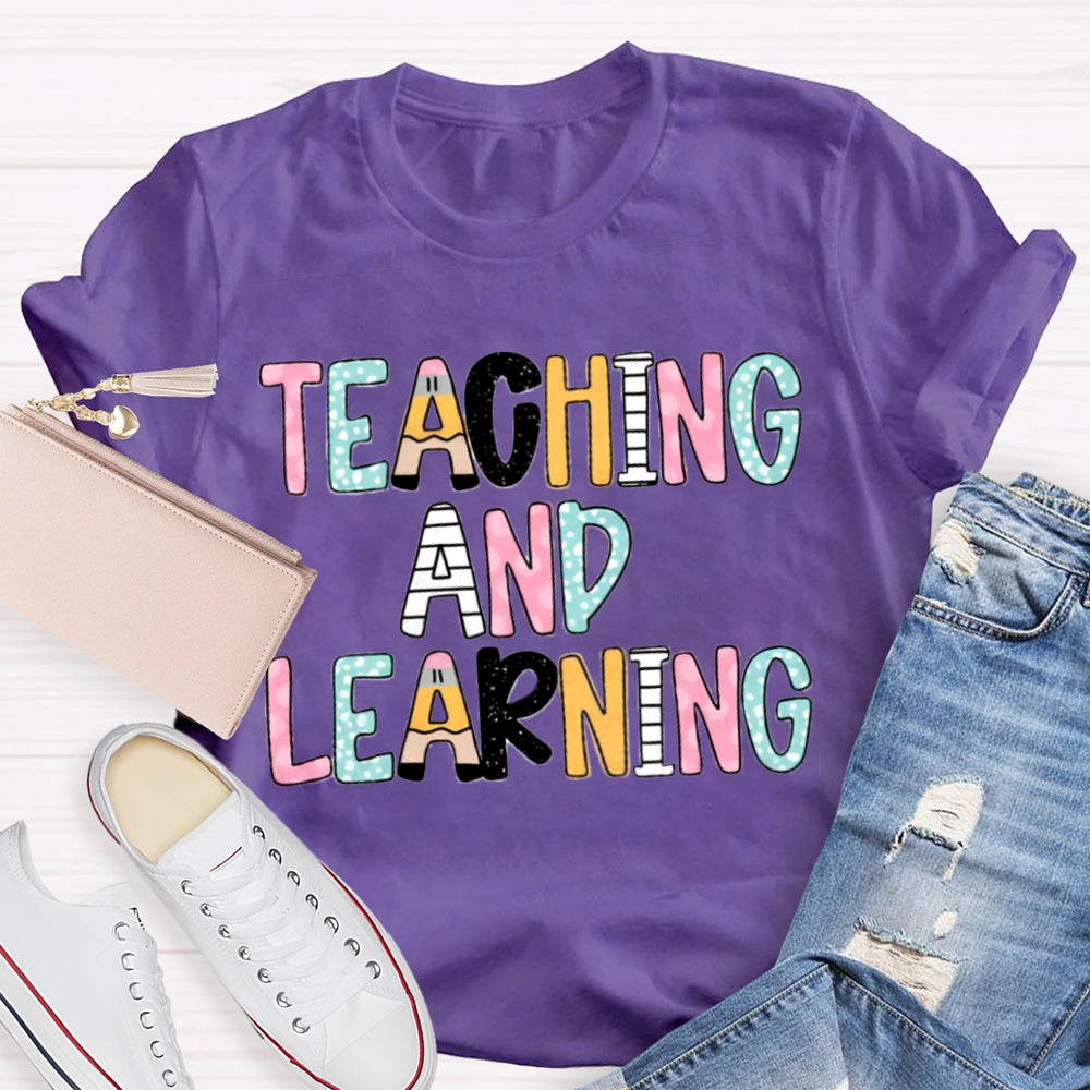 Teacher And Learning Colorful Tie-Dye Print T-shirt
