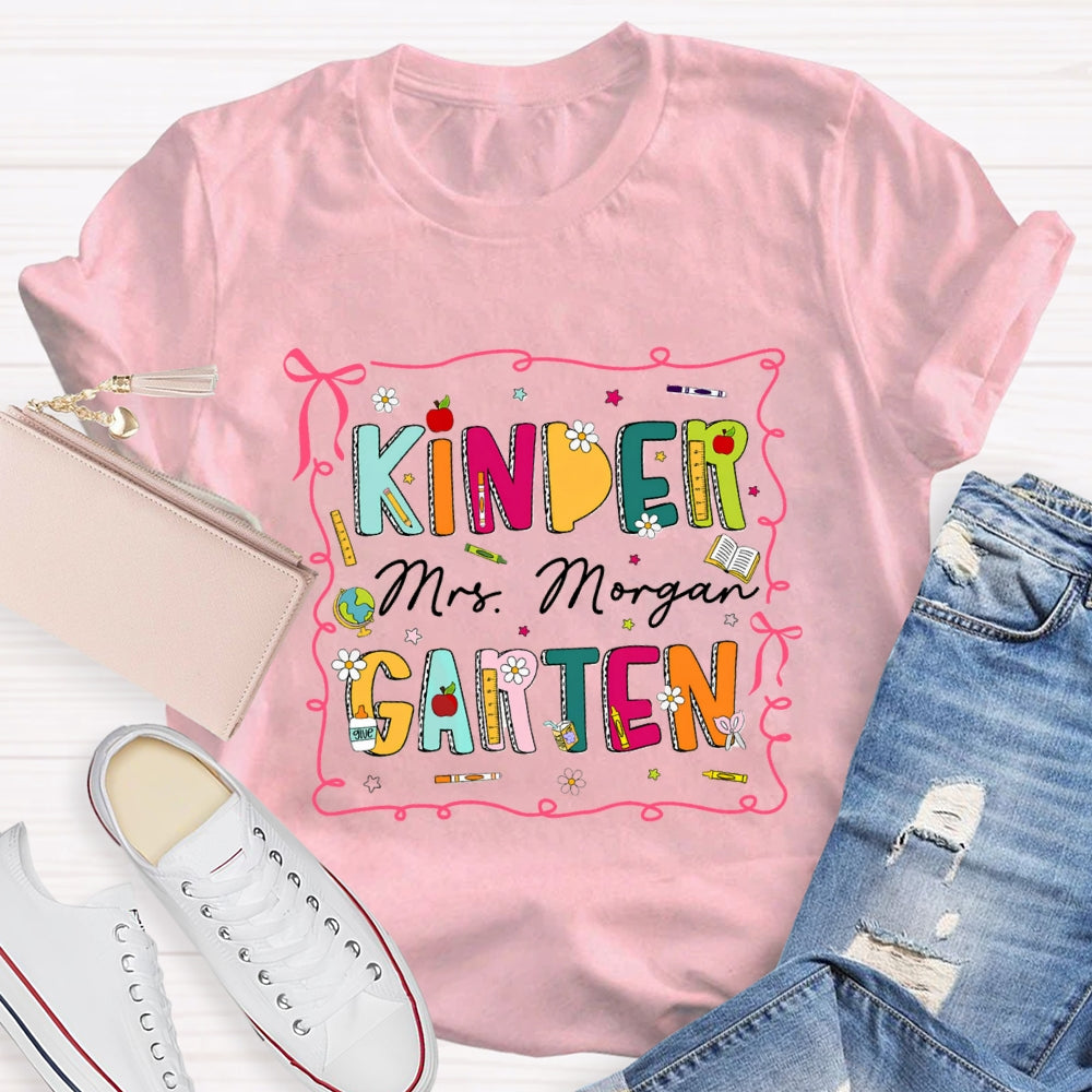 Personalized Grade And Name Pink Circle Colorful Letter T-shirt