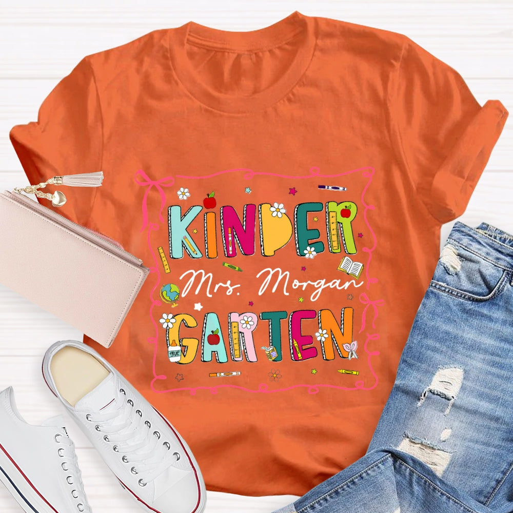 Personalized Grade And Name Pink Circle Colorful Letter T-shirt