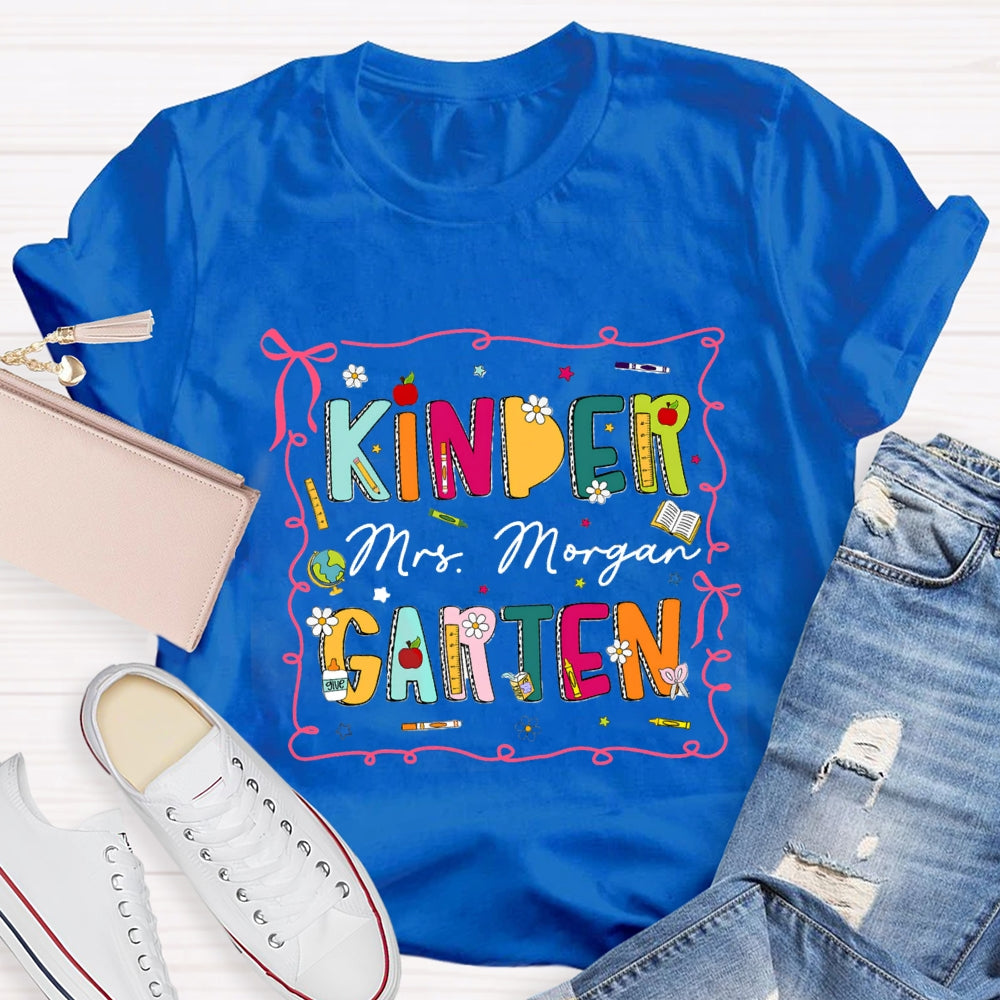 Personalized Grade And Name Pink Circle Colorful Letter T-shirt