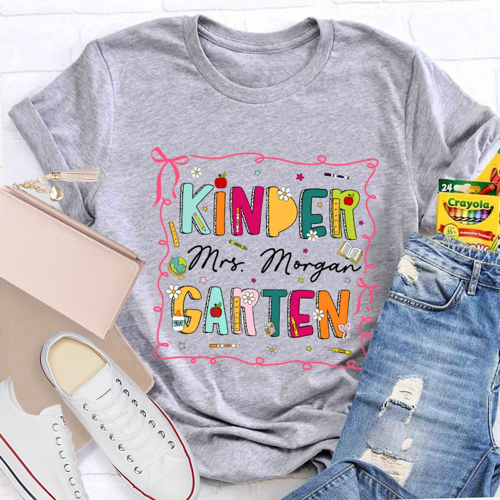 Personalized Grade And Name Pink Circle Colorful Letter T-shirt
