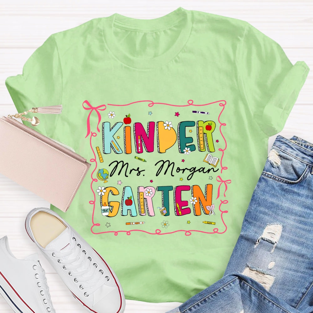 Personalized Grade And Name Pink Circle Colorful Letter T-shirt