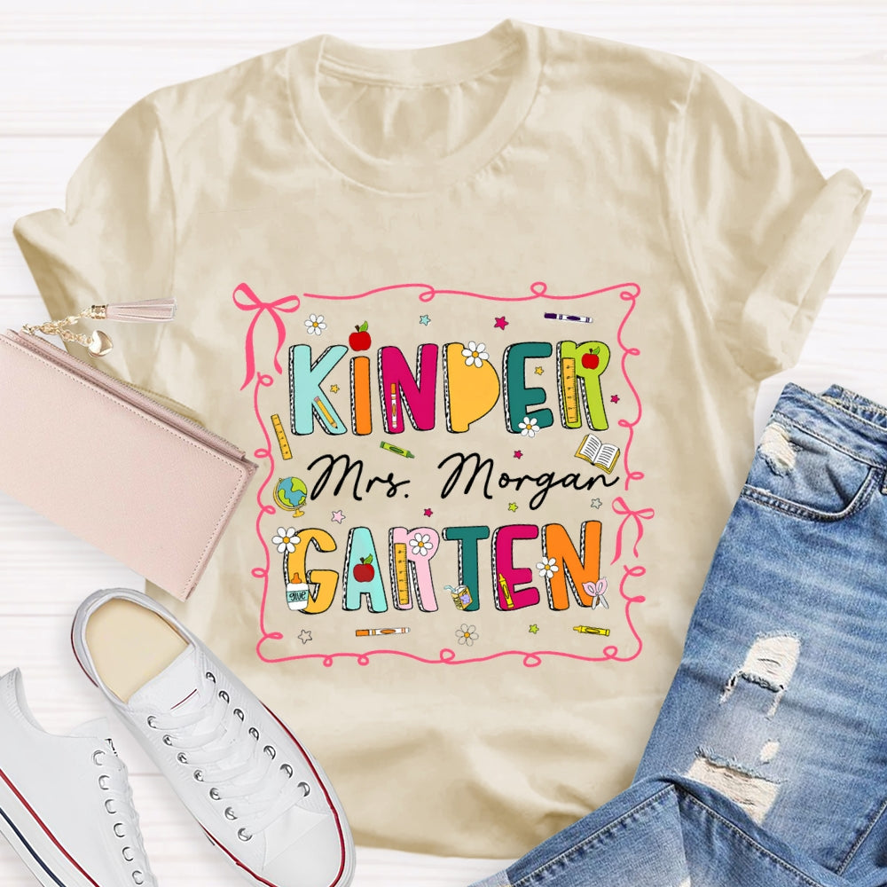 Personalized Grade And Name Pink Circle Colorful Letter T-shirt