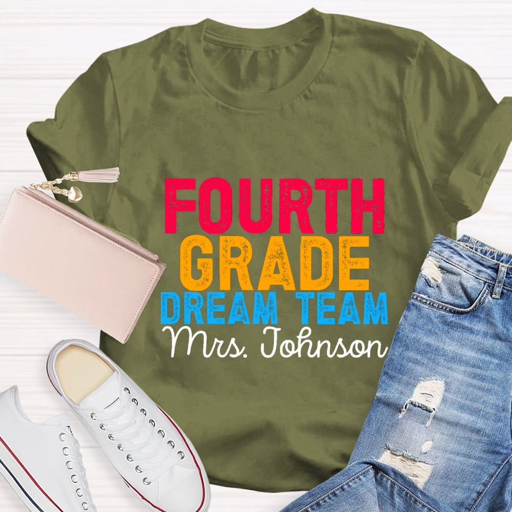 Personalized Grade And Name Colorful Letter Dream Team T-shirt