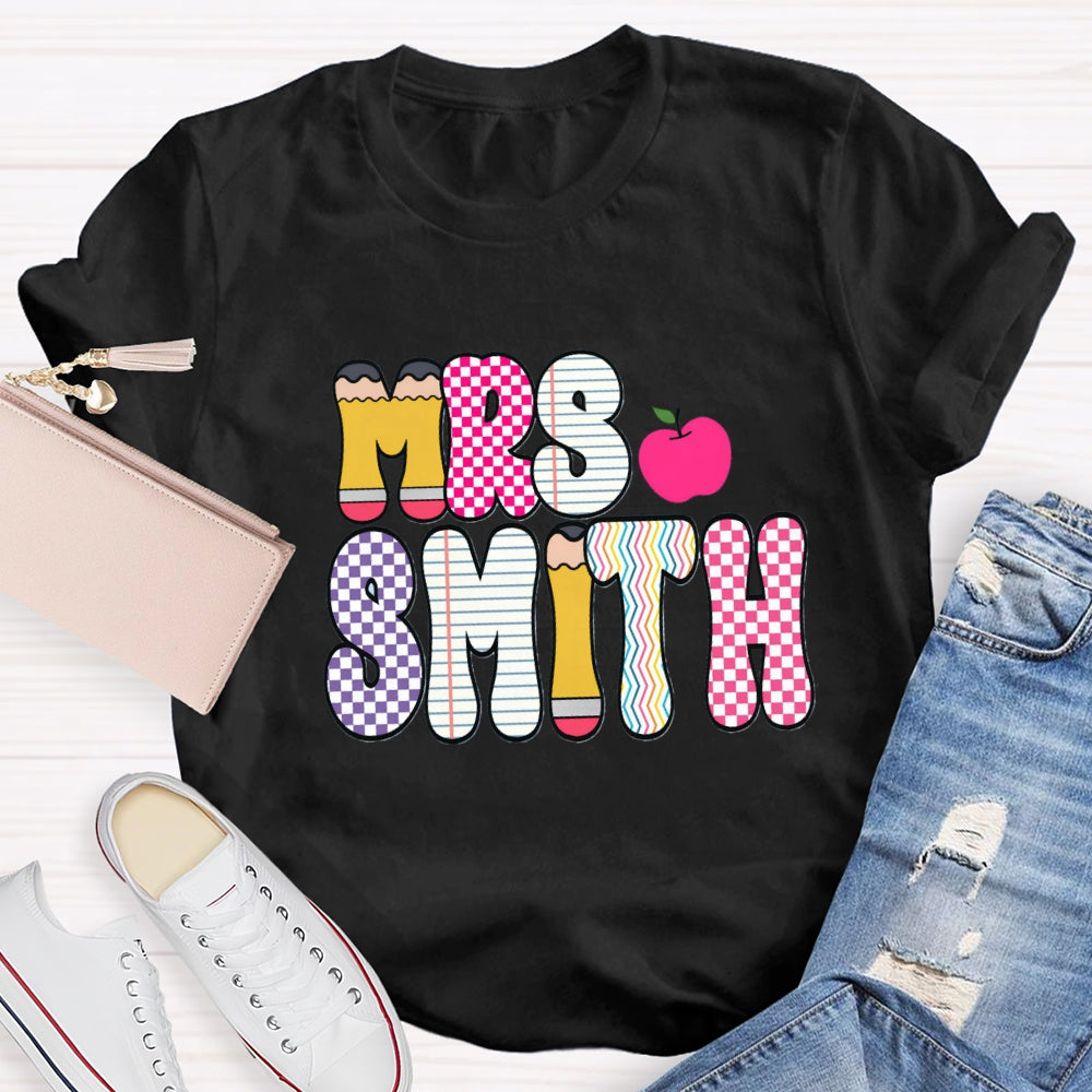 Personalized Name Color Plaid Design Name T-shirt