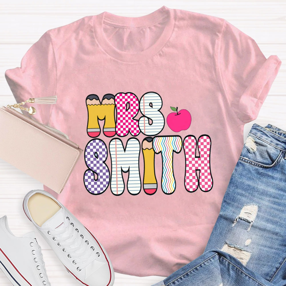 Personalized Name Color Plaid Design Name T-shirt
