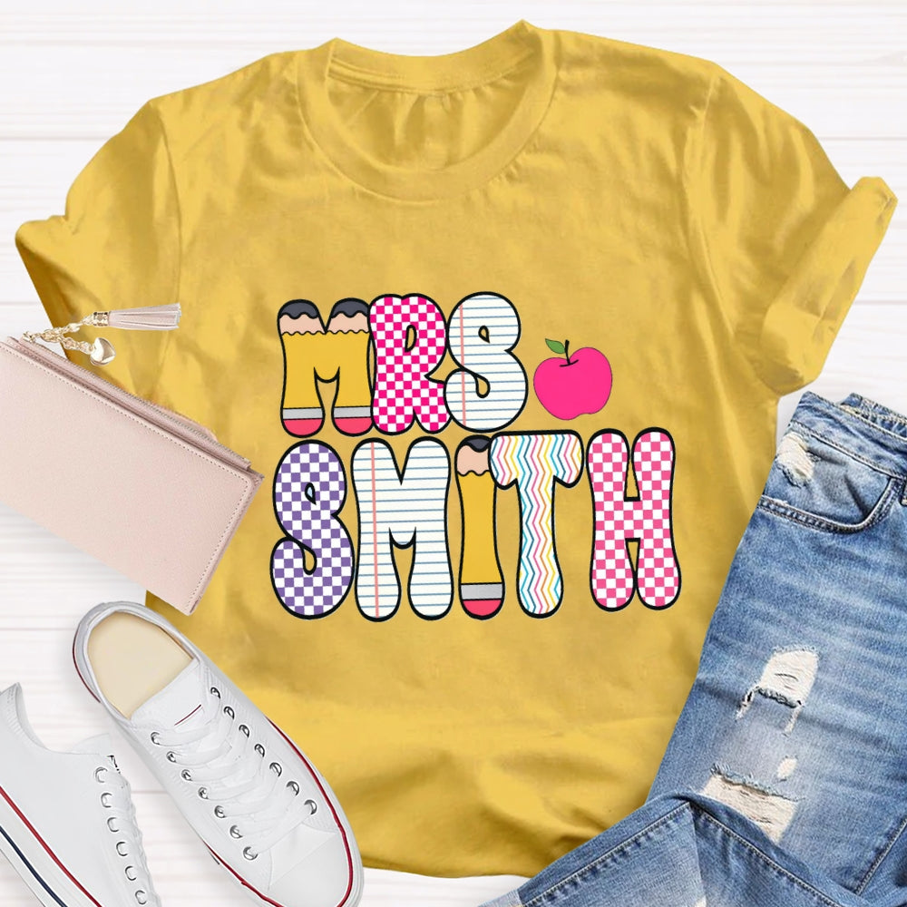 Personalized Name Color Plaid Design Name T-shirt