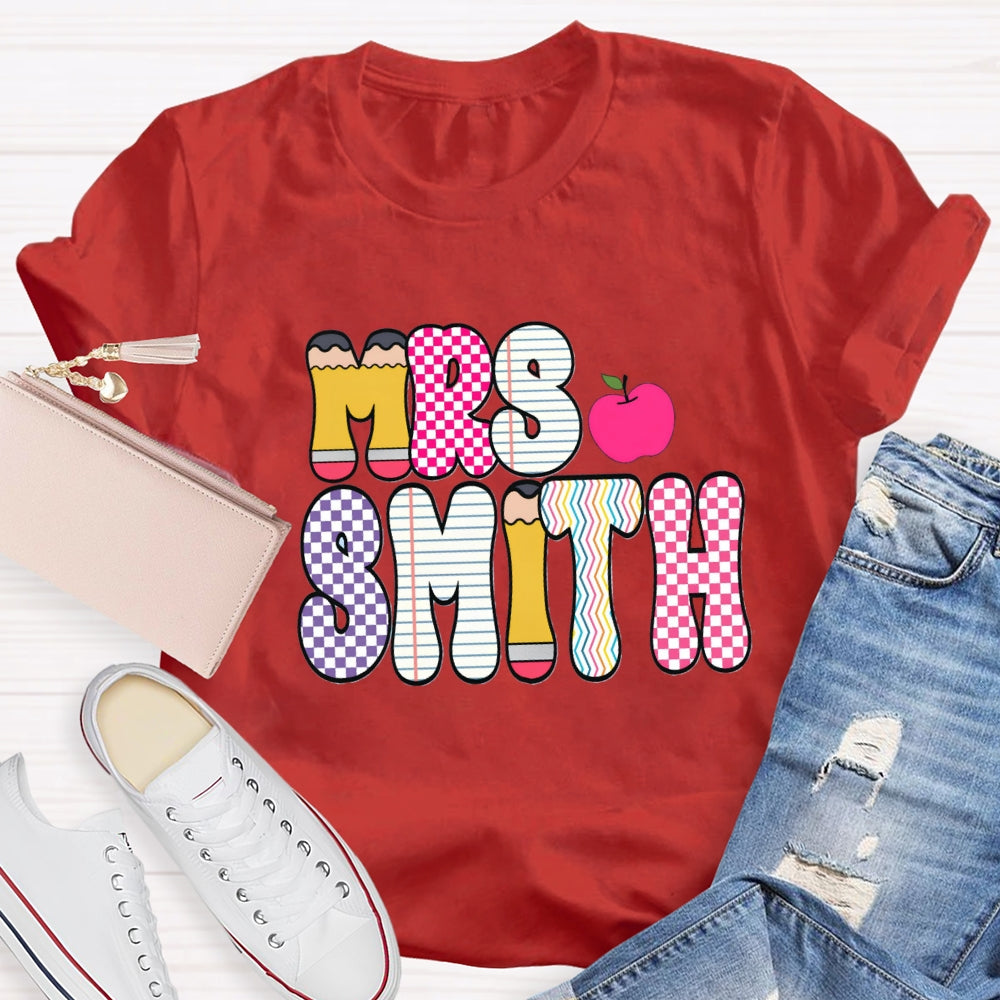Personalized Name Color Plaid Design Name T-shirt