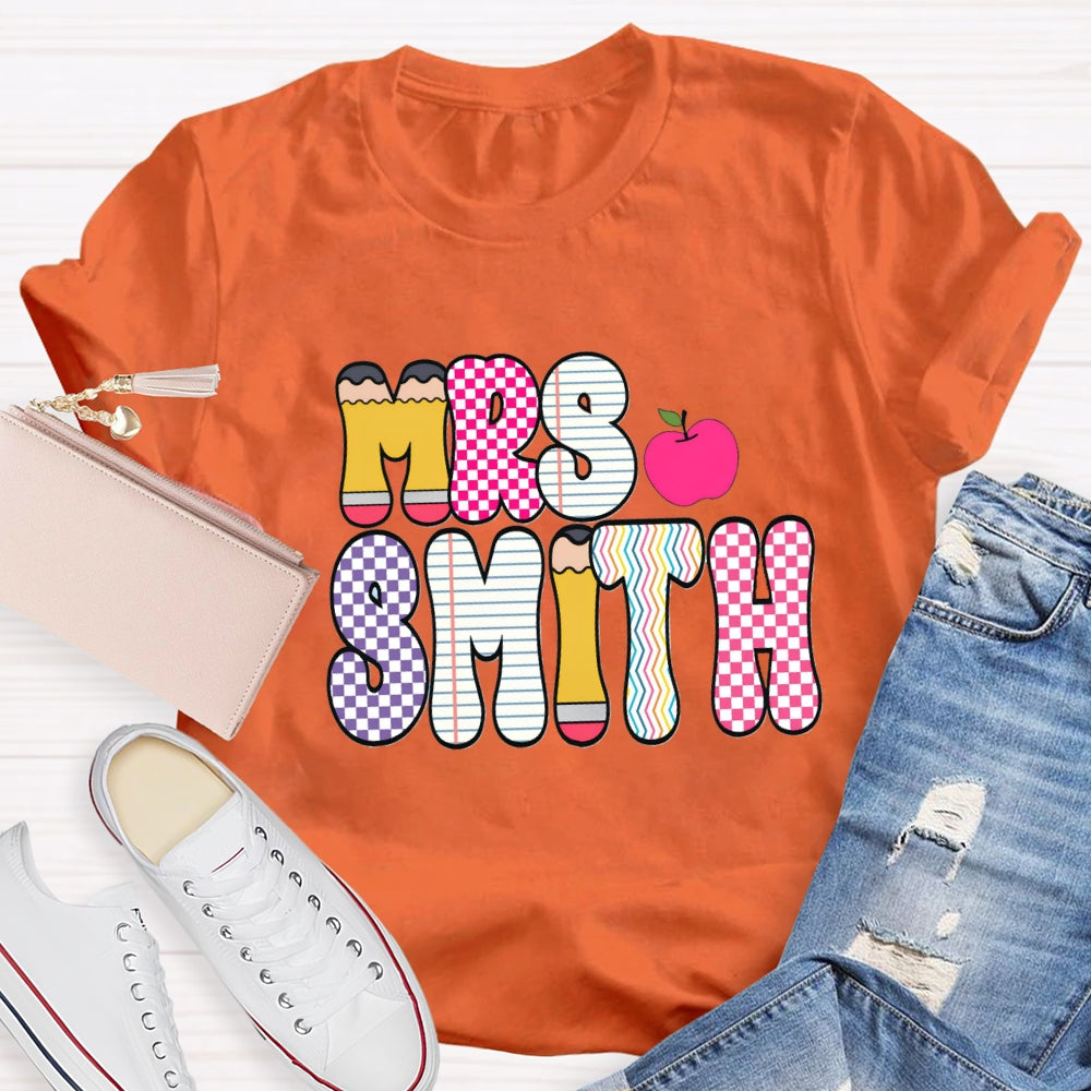 Personalized Name Color Plaid Design Name T-shirt
