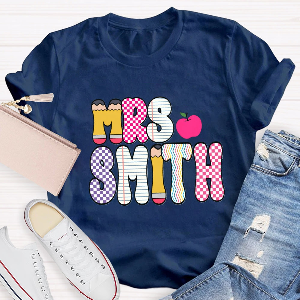 Personalized Name Color Plaid Design Name T-shirt