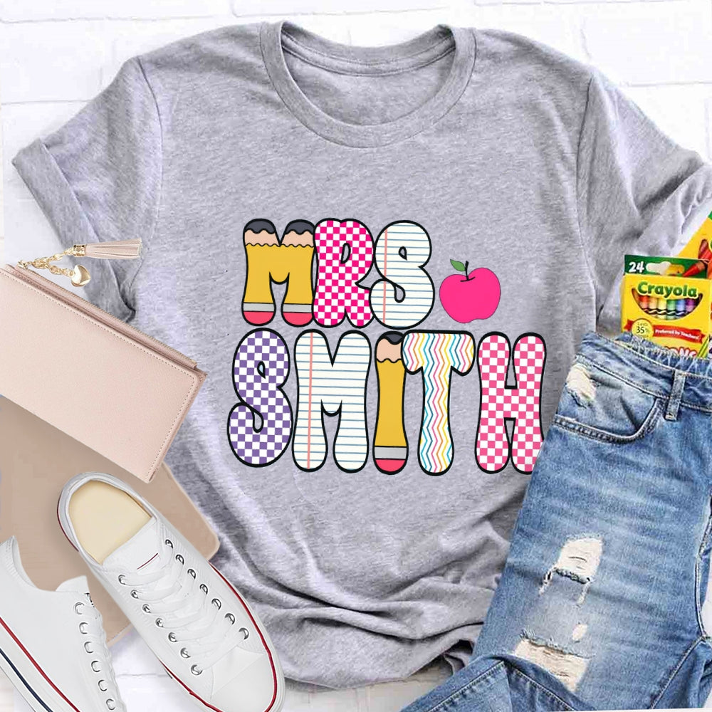 Personalized Name Color Plaid Design Name T-shirt