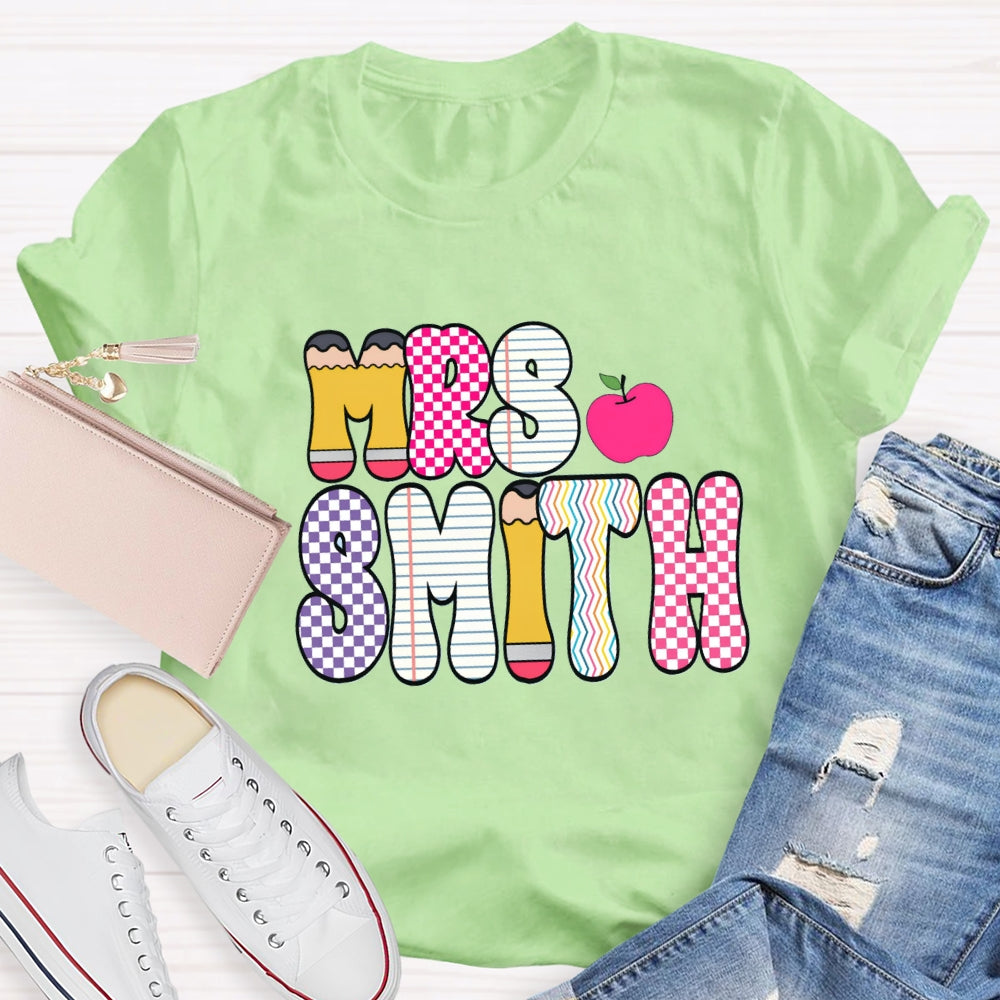 Personalized Name Color Plaid Design Name T-shirt