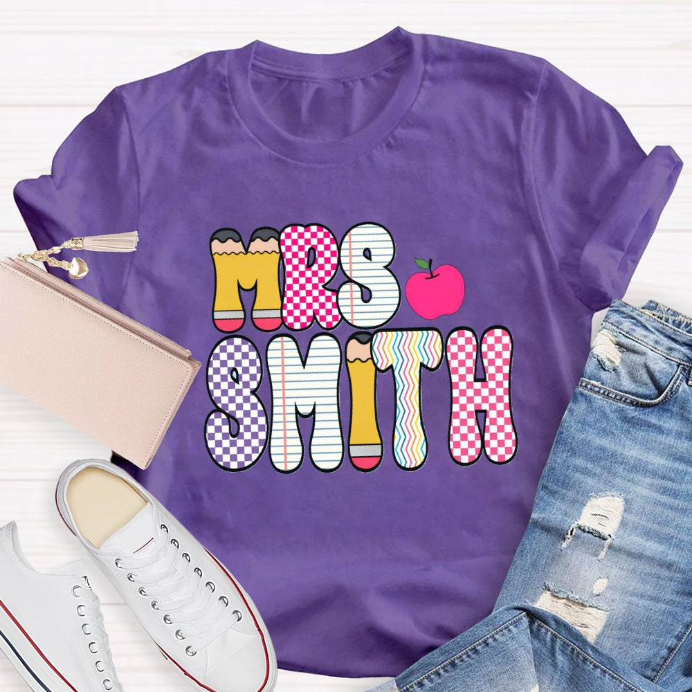 Personalized Name Color Plaid Design Name T-shirt
