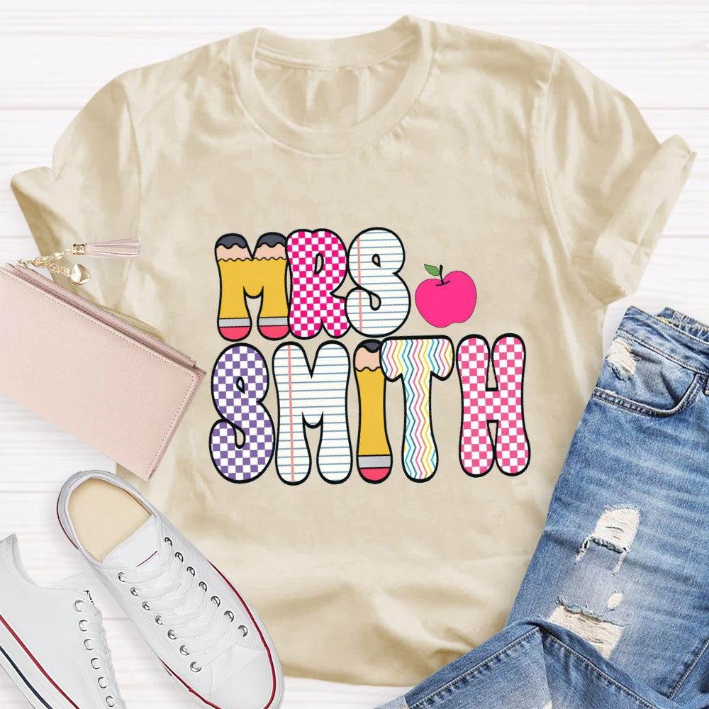 Personalized Name Color Plaid Design Name T-shirt