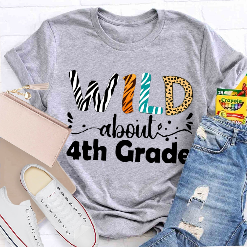 Personalized Grade Wild About 4th Grade Back To School Teacher Shirt