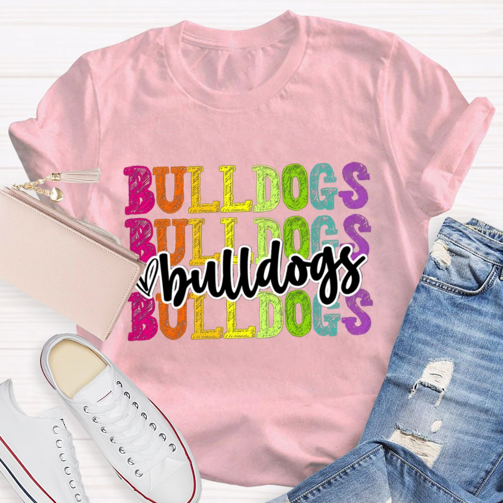 Personalized Mascot Bulldogs Tie-Dye Print T-shirt