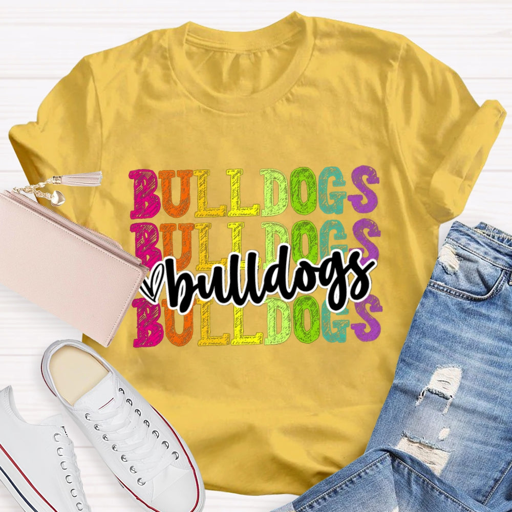 Personalized Mascot Bulldogs Tie-Dye Print T-shirt