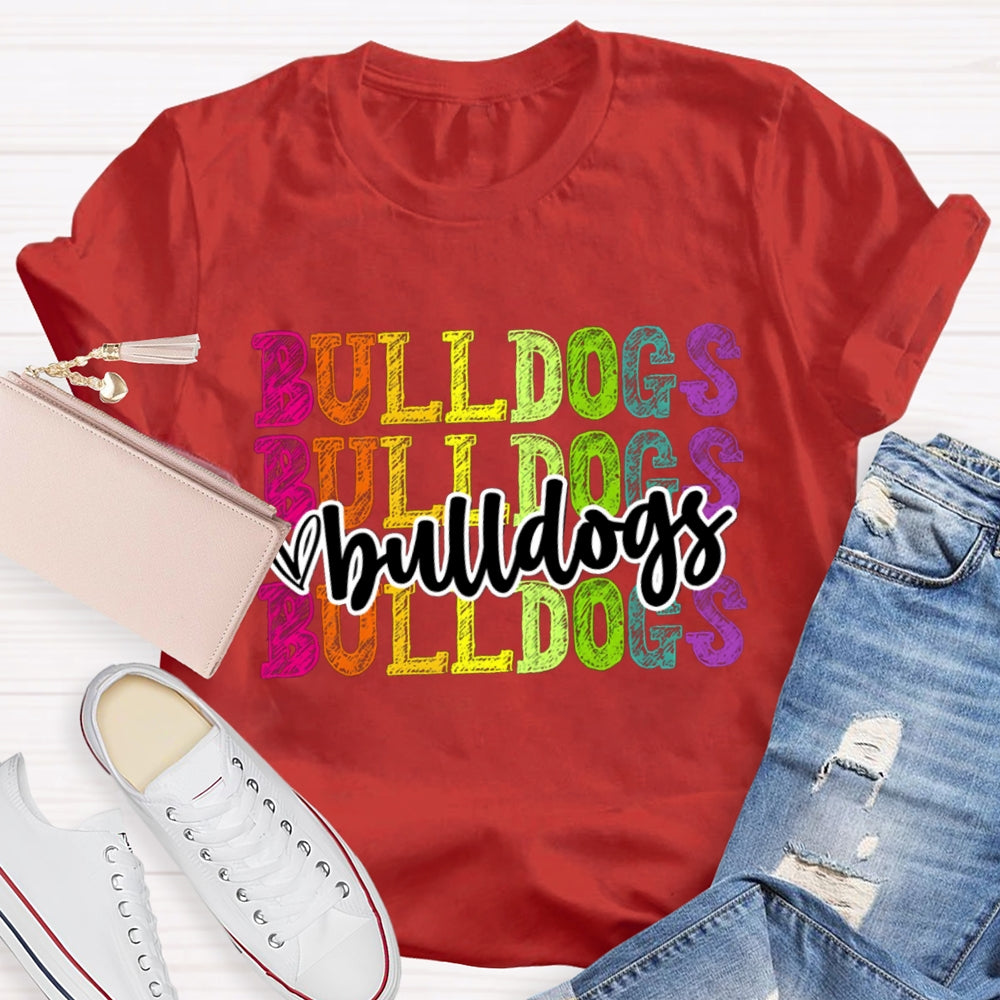 Personalized Mascot Bulldogs Tie-Dye Print T-shirt