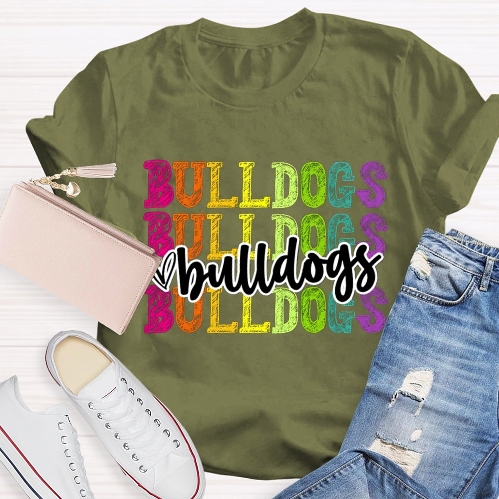 Personalized Mascot Bulldogs Tie-Dye Print T-shirt