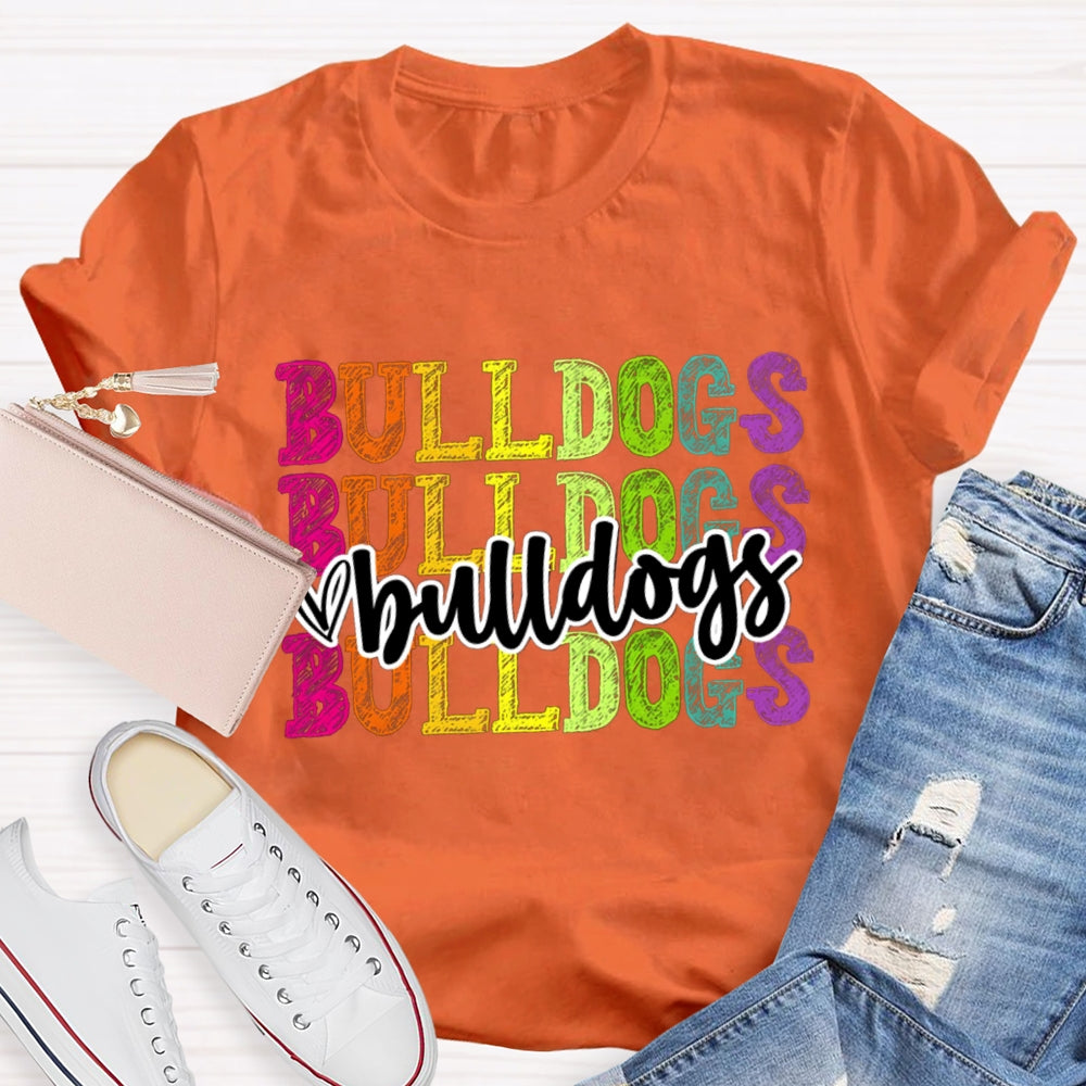 Personalized Mascot Bulldogs Tie-Dye Print T-shirt