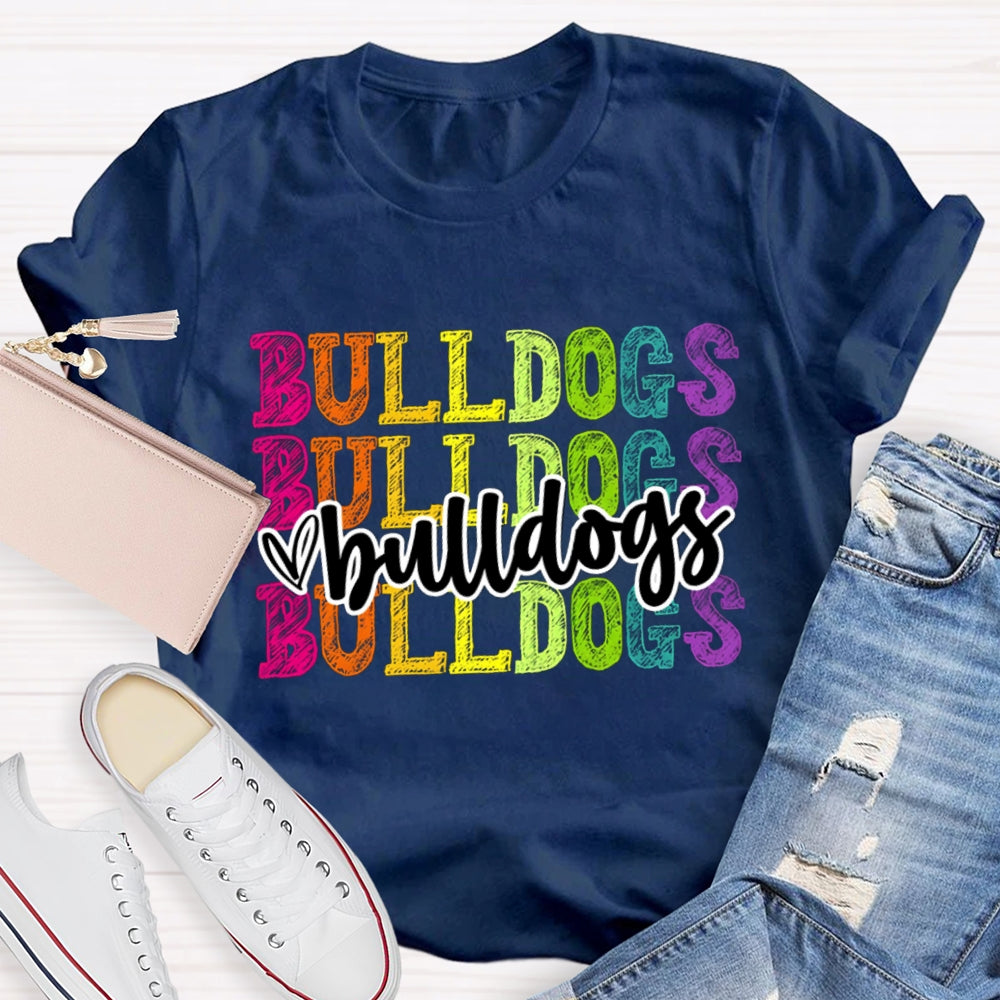 Personalized Mascot Bulldogs Tie-Dye Print T-shirt