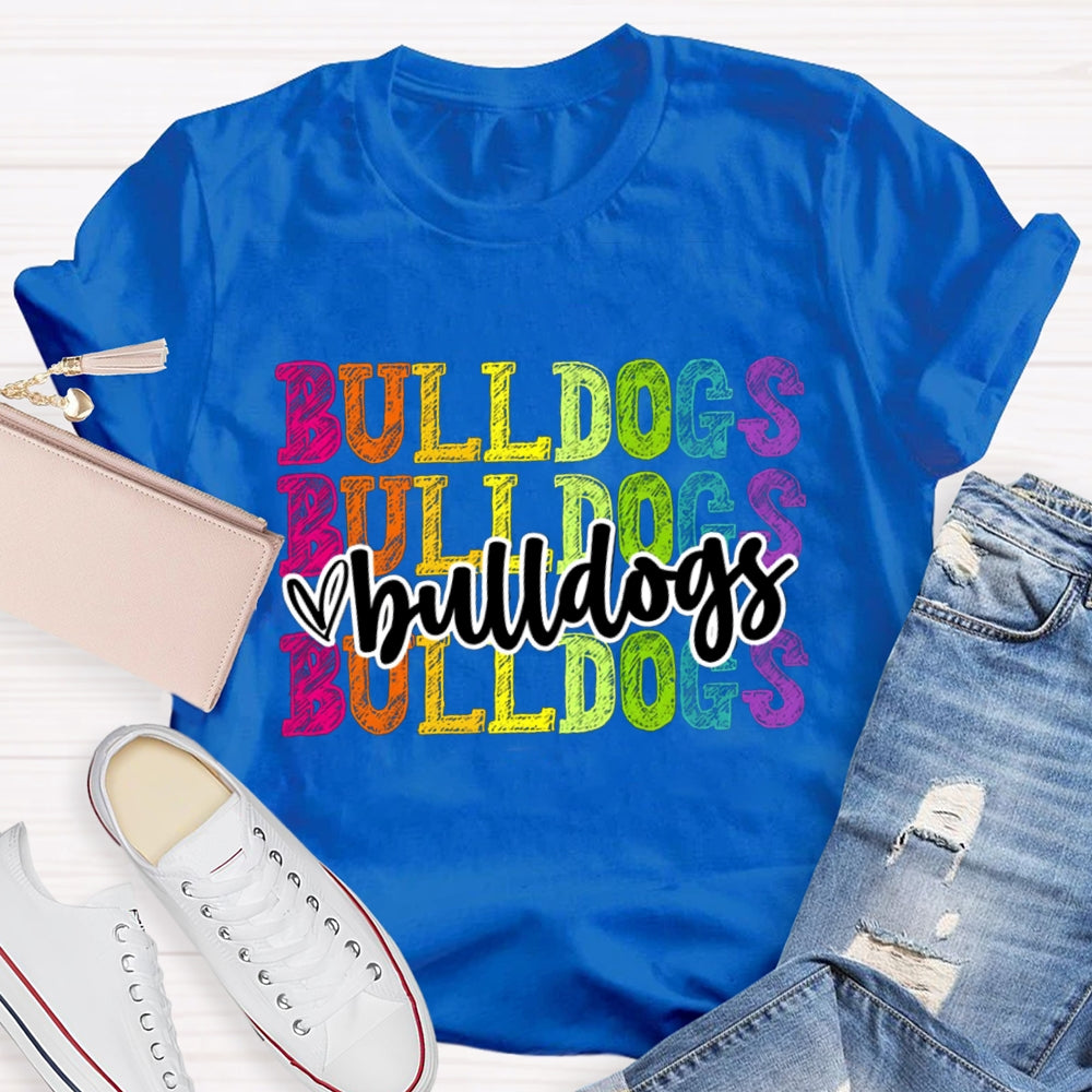 Personalized Mascot Bulldogs Tie-Dye Print T-shirt