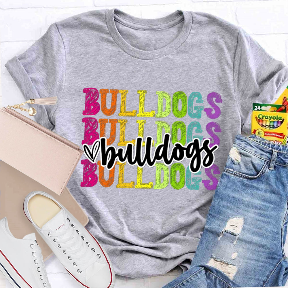 Personalized Mascot Bulldogs Tie-Dye Print T-shirt