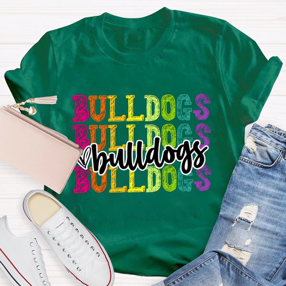 Personalized Mascot Bulldogs Tie-Dye Print T-shirt