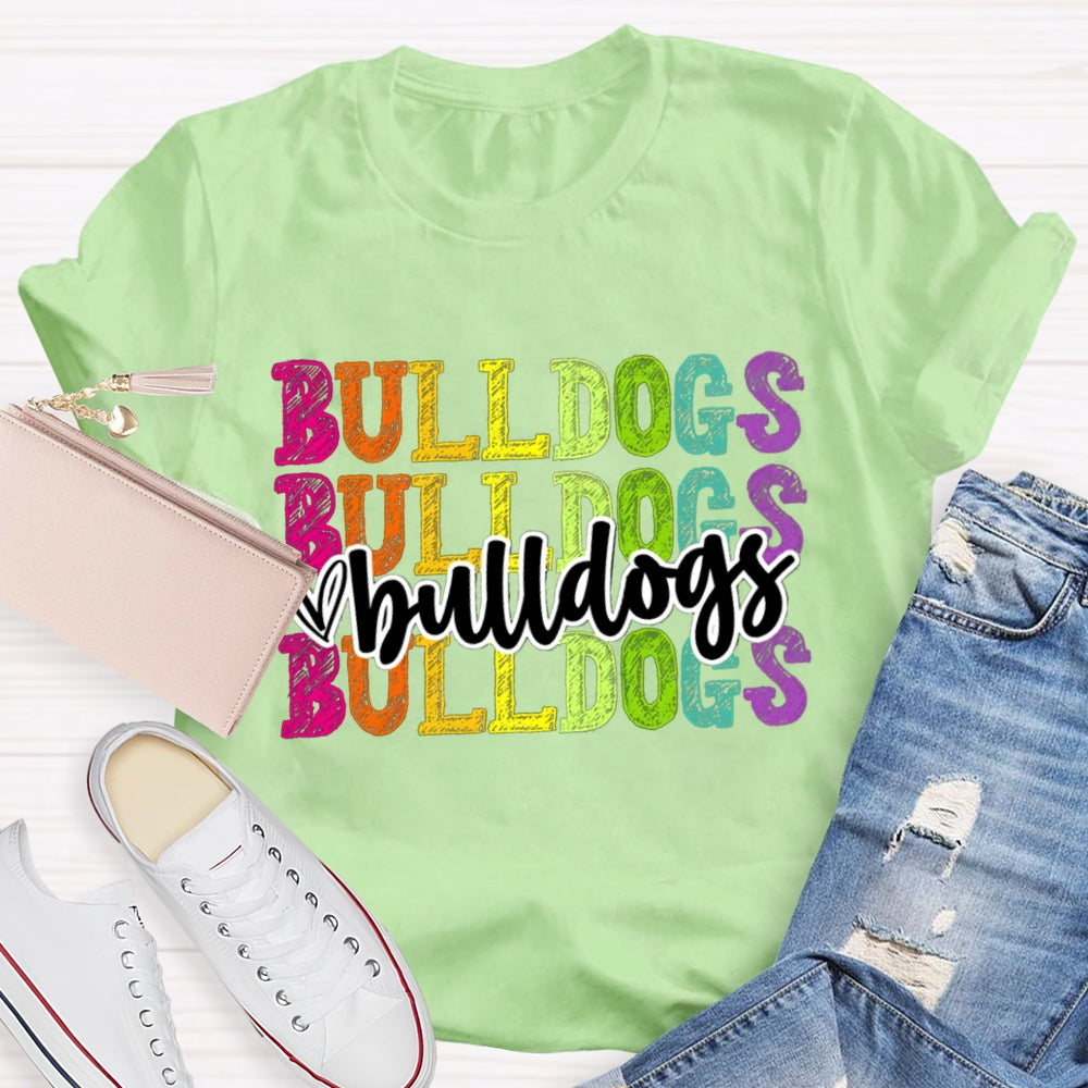 Personalized Mascot Bulldogs Tie-Dye Print T-shirt