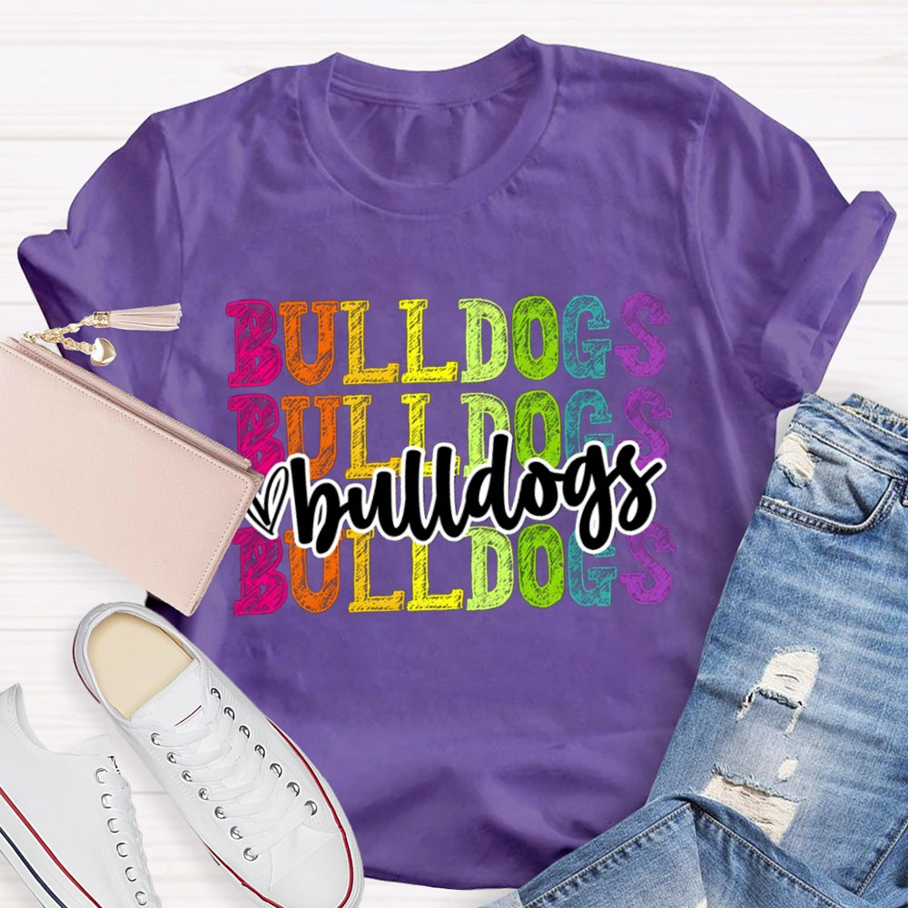 Personalized Mascot Bulldogs Tie-Dye Print T-shirt