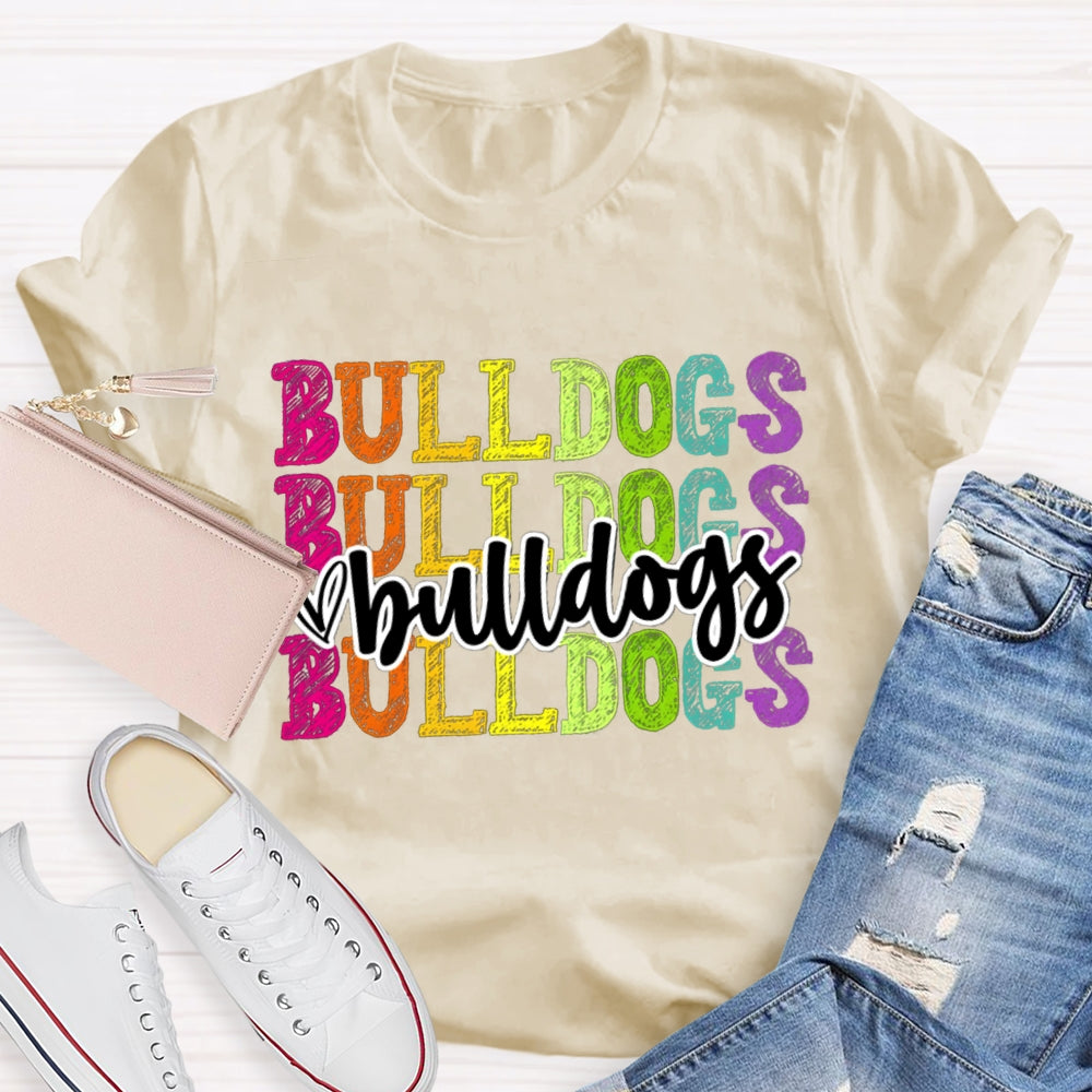 Personalized Mascot Bulldogs Tie-Dye Print T-shirt