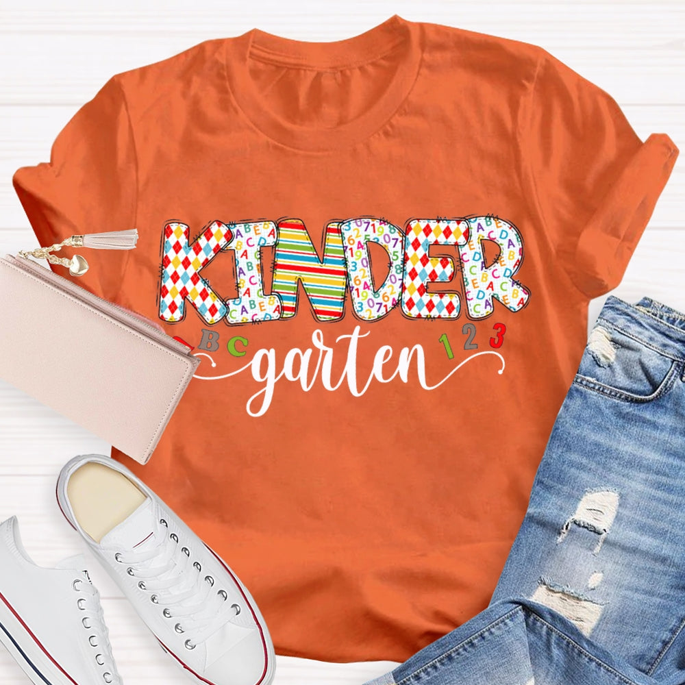 Personalized Grade Kinder Garten Colorful Printed Letters T-shirt