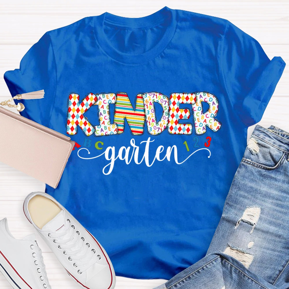 Personalized Grade Kinder Garten Colorful Printed Letters T-shirt