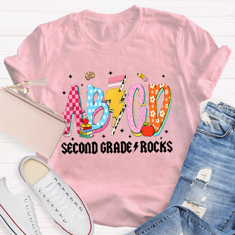 Personalized Grade Second Grade Rocks Teacher T-shirt