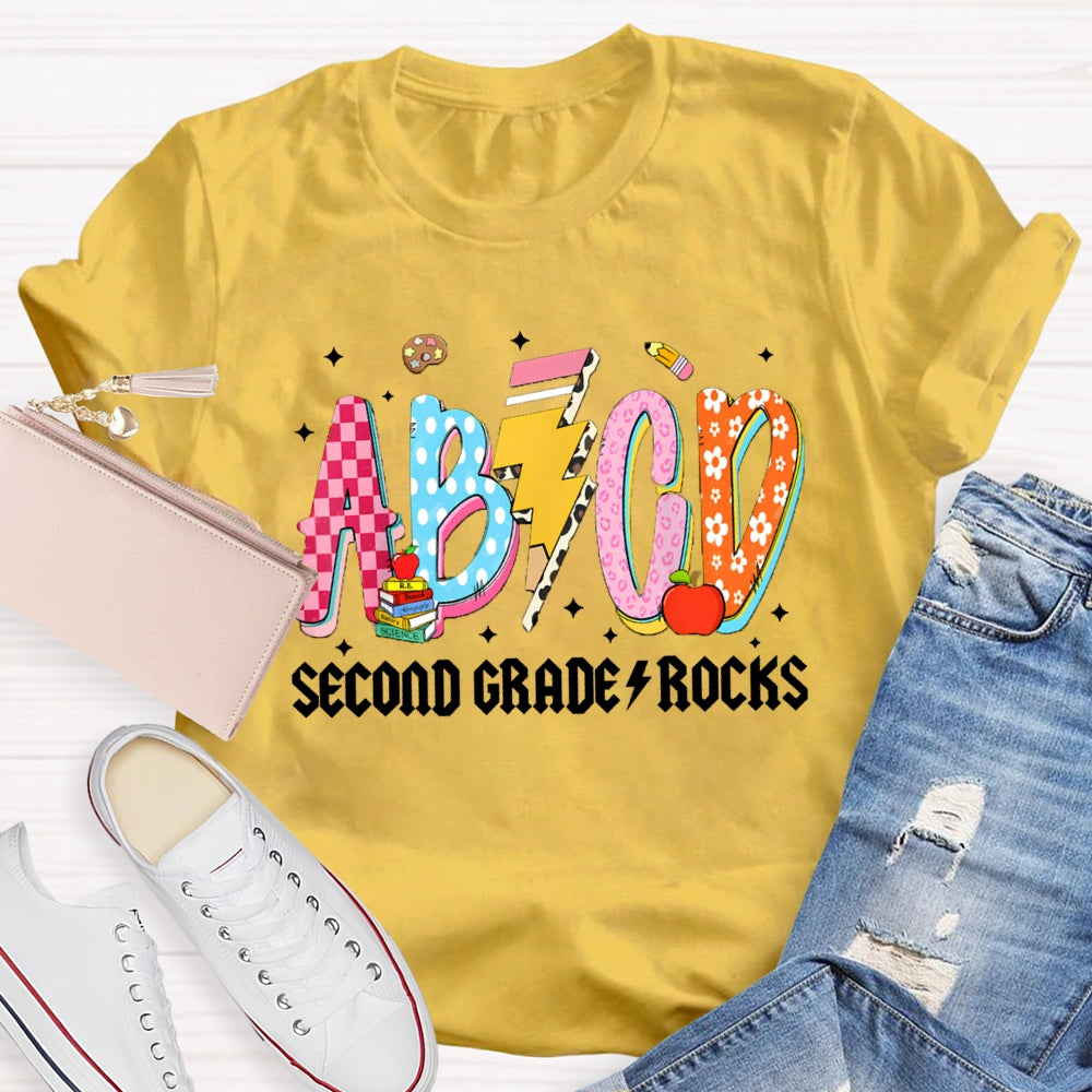 Personalized Grade Second Grade Rocks Teacher T-shirt