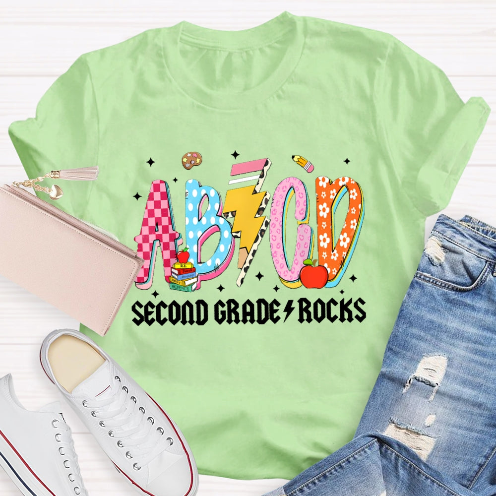 Personalized Grade Second Grade Rocks Teacher T-shirt