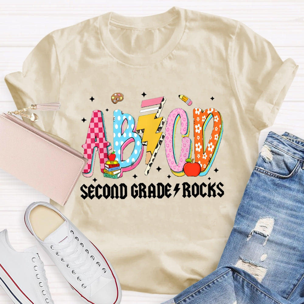 Personalized Grade Second Grade Rocks Teacher T-shirt