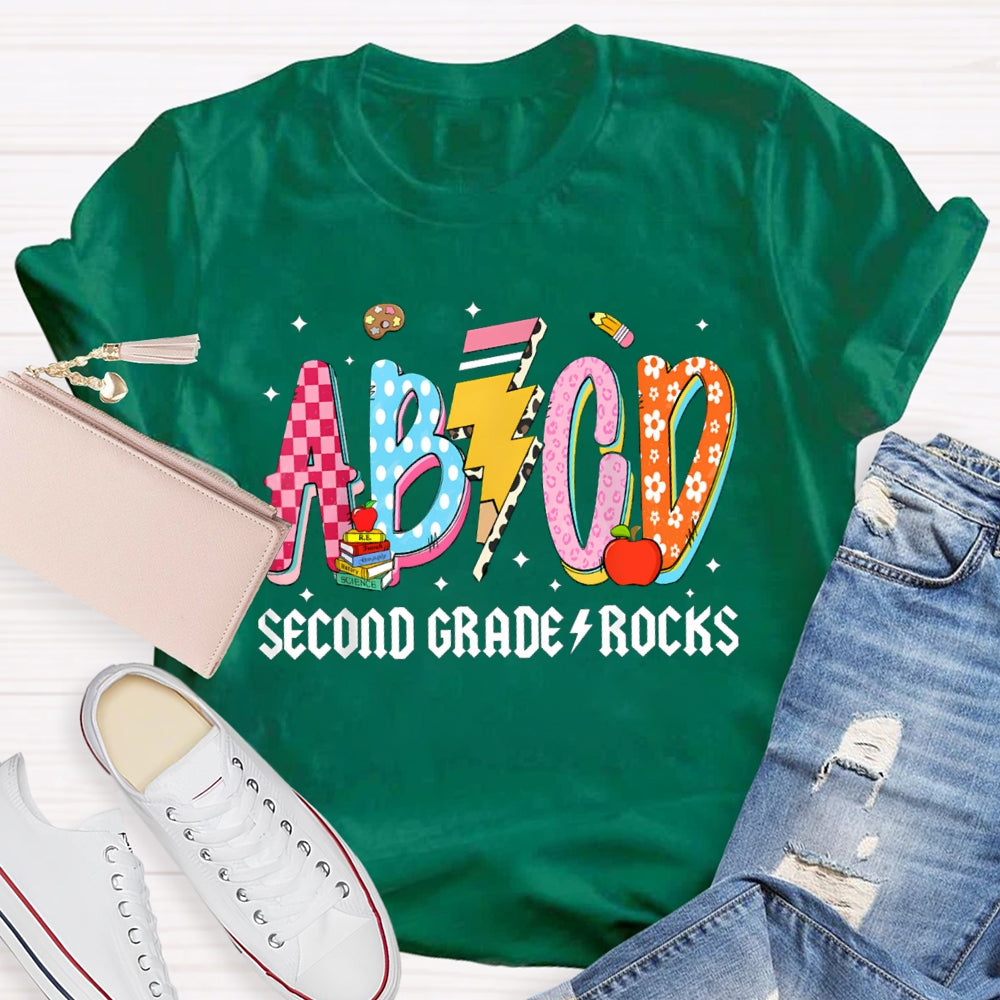 Personalized Grade Second Grade Rocks Teacher T-shirt