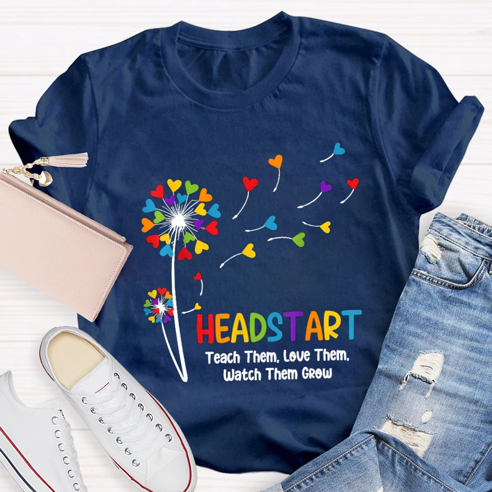 Head Start Teach Them Love Them Watch Them Grow Heart Balloon T-shirt