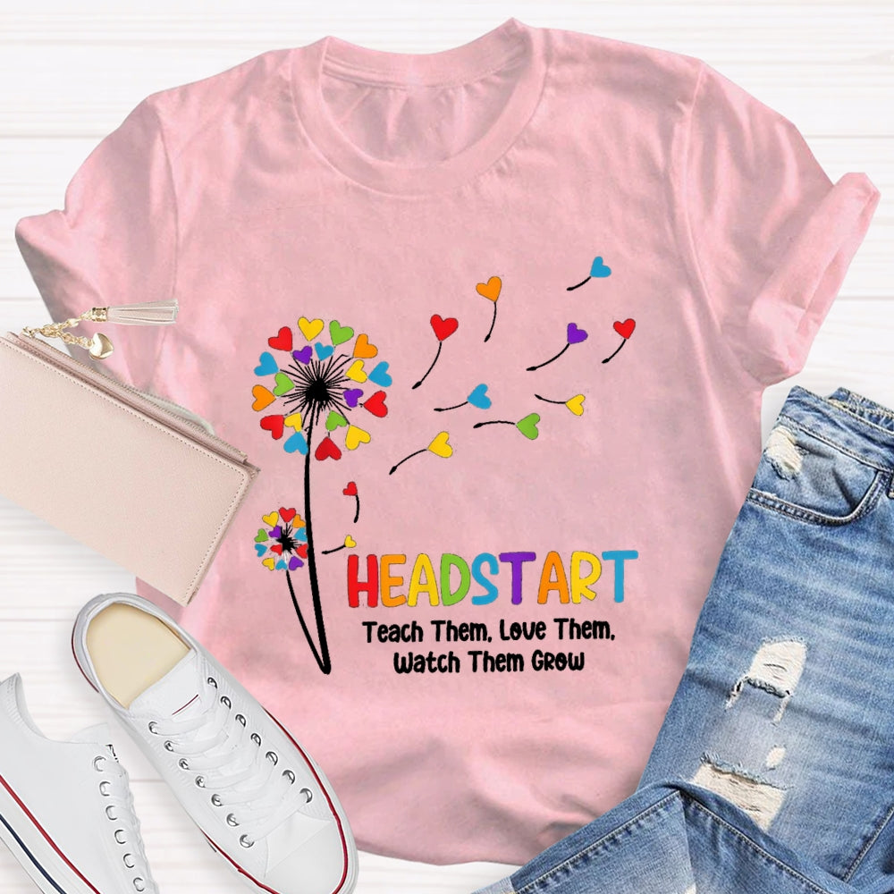 Head Start Teach Them Love Them Watch Them Grow Heart Balloon T-shirt