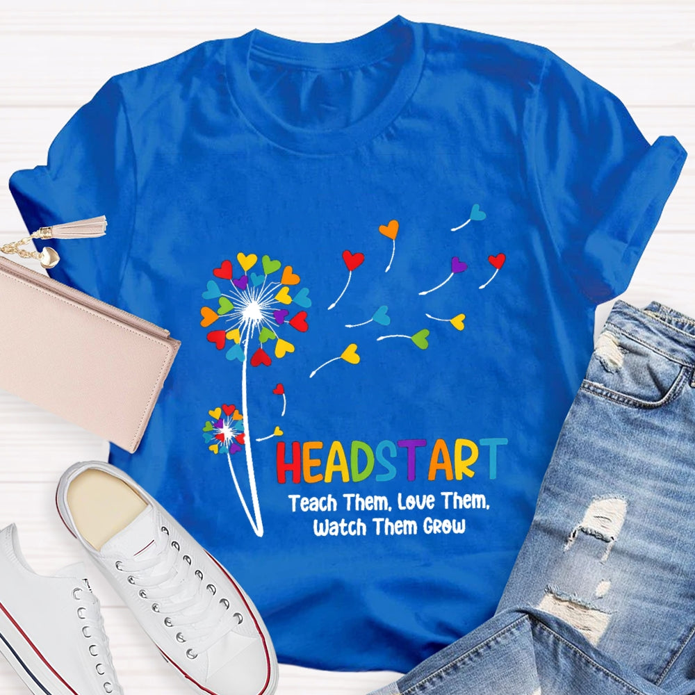 Head Start Teach Them Love Them Watch Them Grow Heart Balloon T-shirt