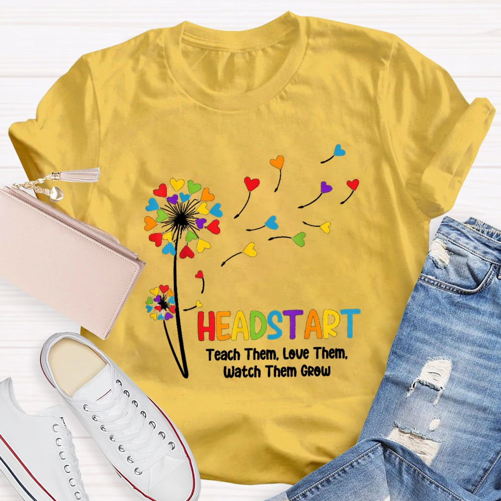 Head Start Teach Them Love Them Watch Them Grow Heart Balloon T-shirt