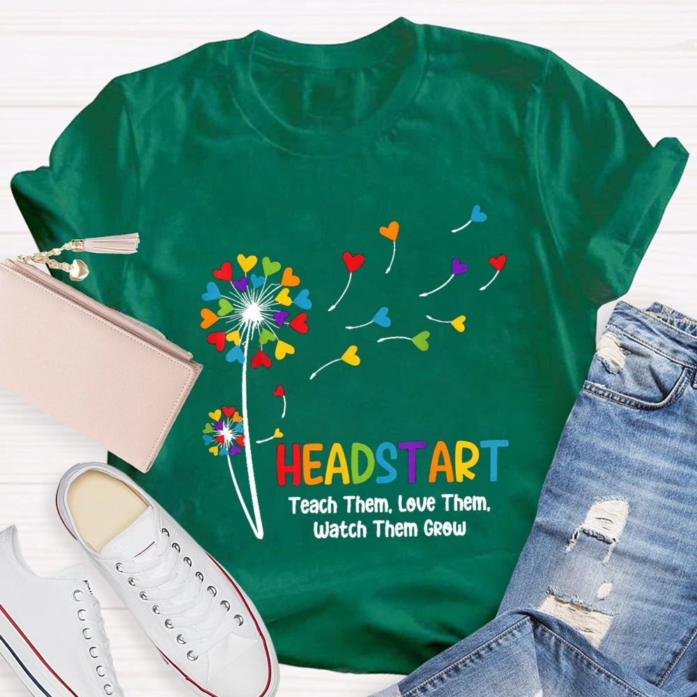 Head Start Teach Them Love Them Watch Them Grow Heart Balloon T-shirt