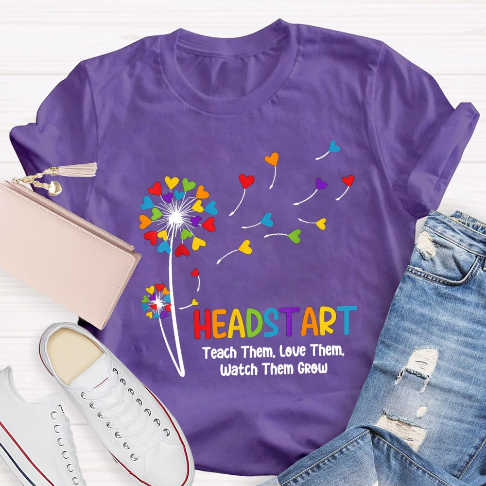 Head Start Teach Them Love Them Watch Them Grow Heart Balloon T-shirt