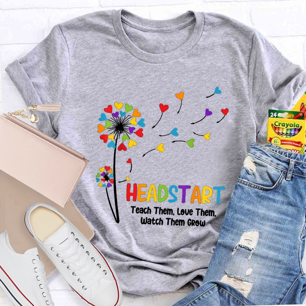 Head Start Teach Them Love Them Watch Them Grow Heart Balloon T-shirt