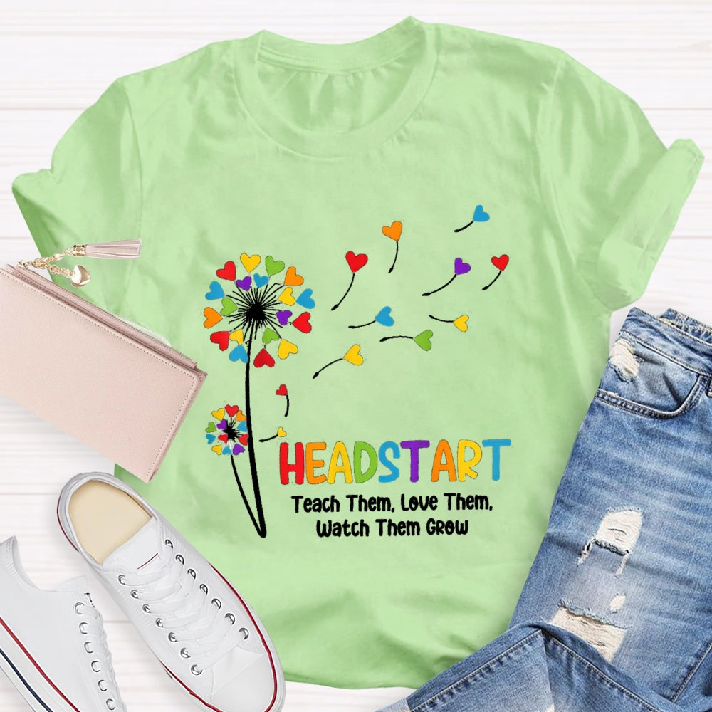 Head Start Teach Them Love Them Watch Them Grow Heart Balloon T-shirt