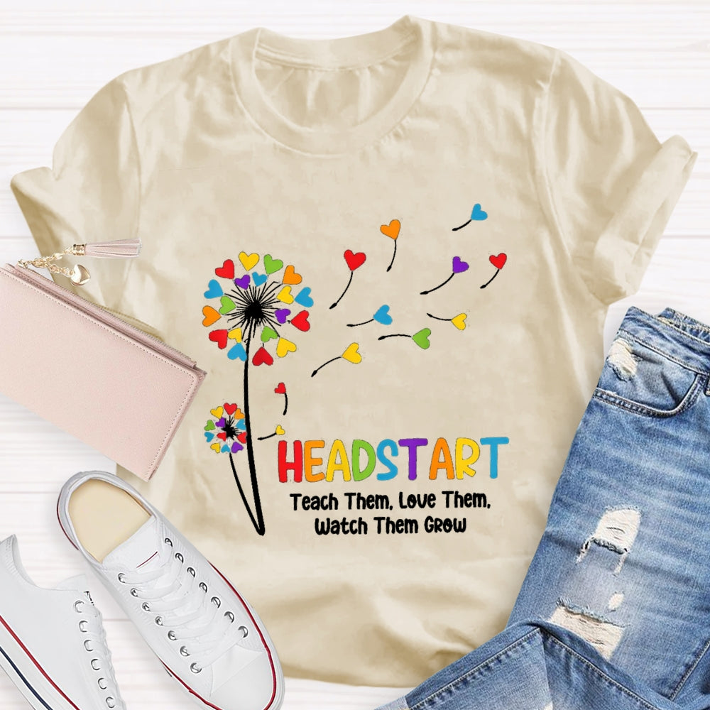 Head Start Teach Them Love Them Watch Them Grow Heart Balloon T-shirt