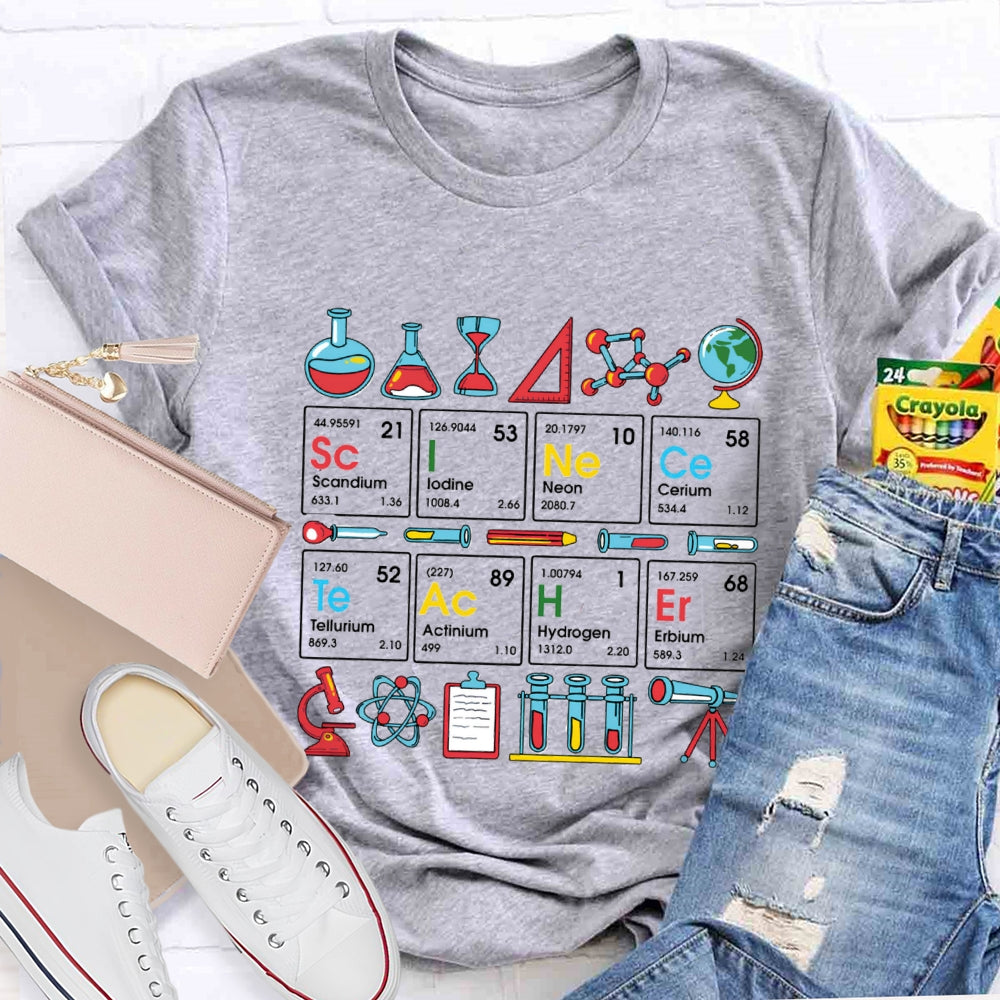Scandium Lodine Neon Cerium Tellurium Actinium Hydrogen Erbium Chemistry Teacher T-shirt